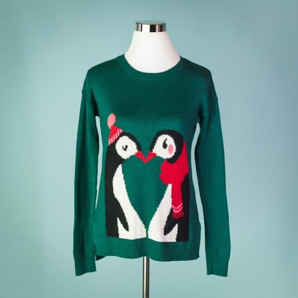 Hollister Sweaters - Hollister Small Green Not Ugly Penguin Sweater